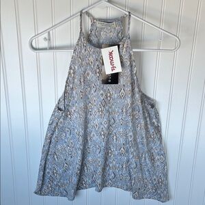 Paper Crane - Blue and Gray Patterned Blouse